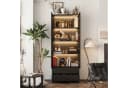 FUFU&GAGA Glasvitrine mit LED-Beleuchtung und Schubladen Schwarz Bild 4