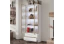 FUFU&GAGA Glasvitrine mit LED 200cm Weiss Schwarz Glastüren Schubladen Bild 4