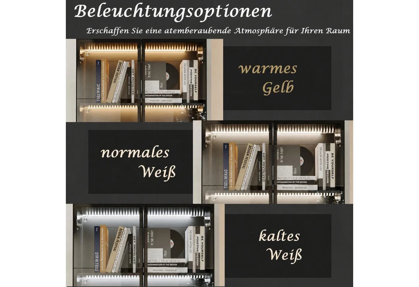 FUFU&GAGA Glasvitrine weiß mit LED-Beleuchtung und 5 Böden - Bild 5
