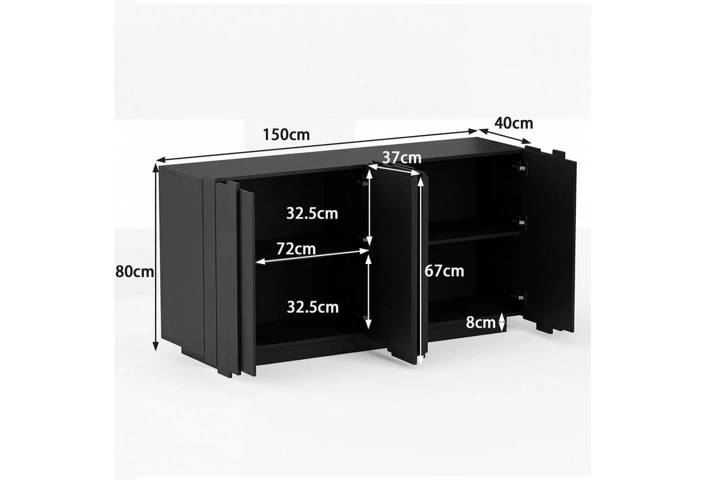 FUFU&GAGA Sideboard 150 cm Schwarz Modern - Bild 3
