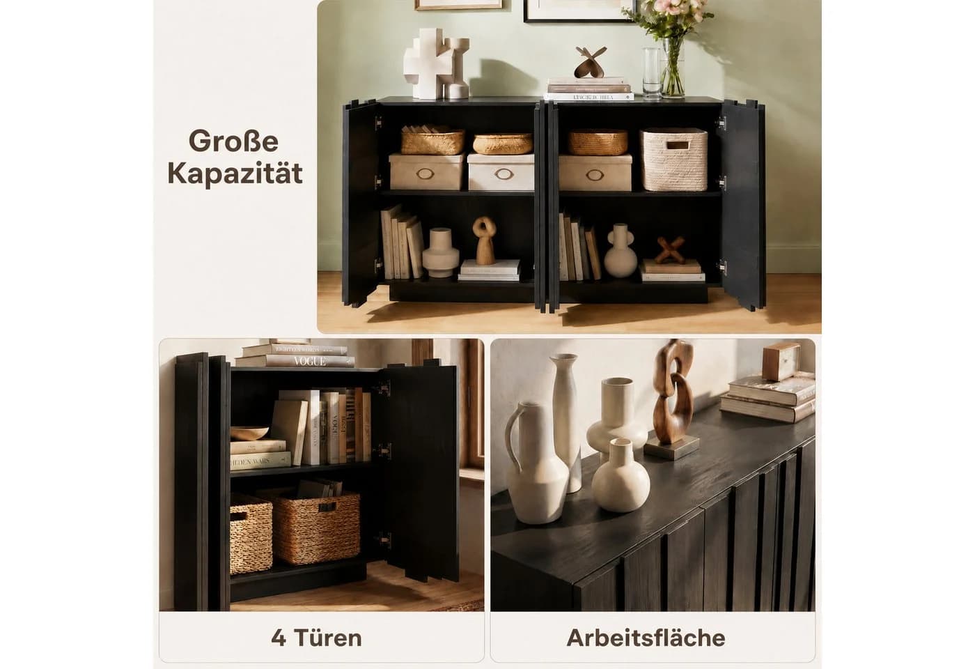 FUFU&GAGA Sideboard 150 cm Schwarz Modern - Bild 4