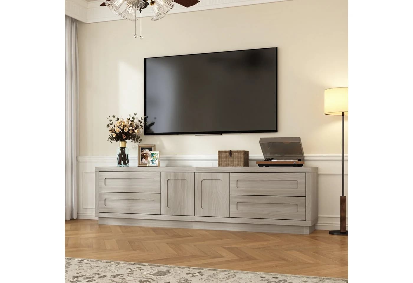 FUFU&GAGA Lowboard TV Schrank Grau Braun MDF