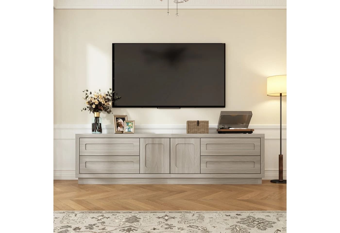 FUFU&GAGA Lowboard TV Schrank Grau Braun MDF - Bild 2