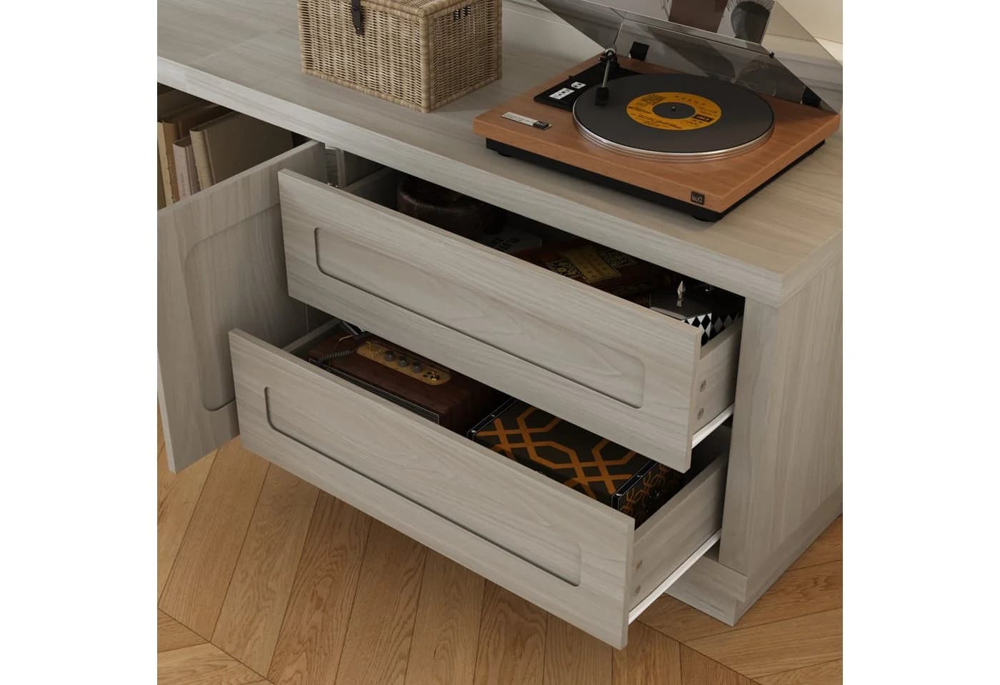 FUFU&GAGA Lowboard TV Schrank Grau Braun MDF - Bild 5