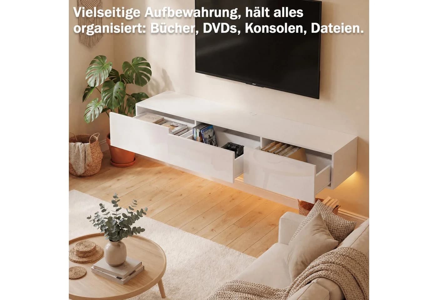 FUFU&GAGA Lowboard mit LED-Beleuchtung Weiß Modern - Bild 5