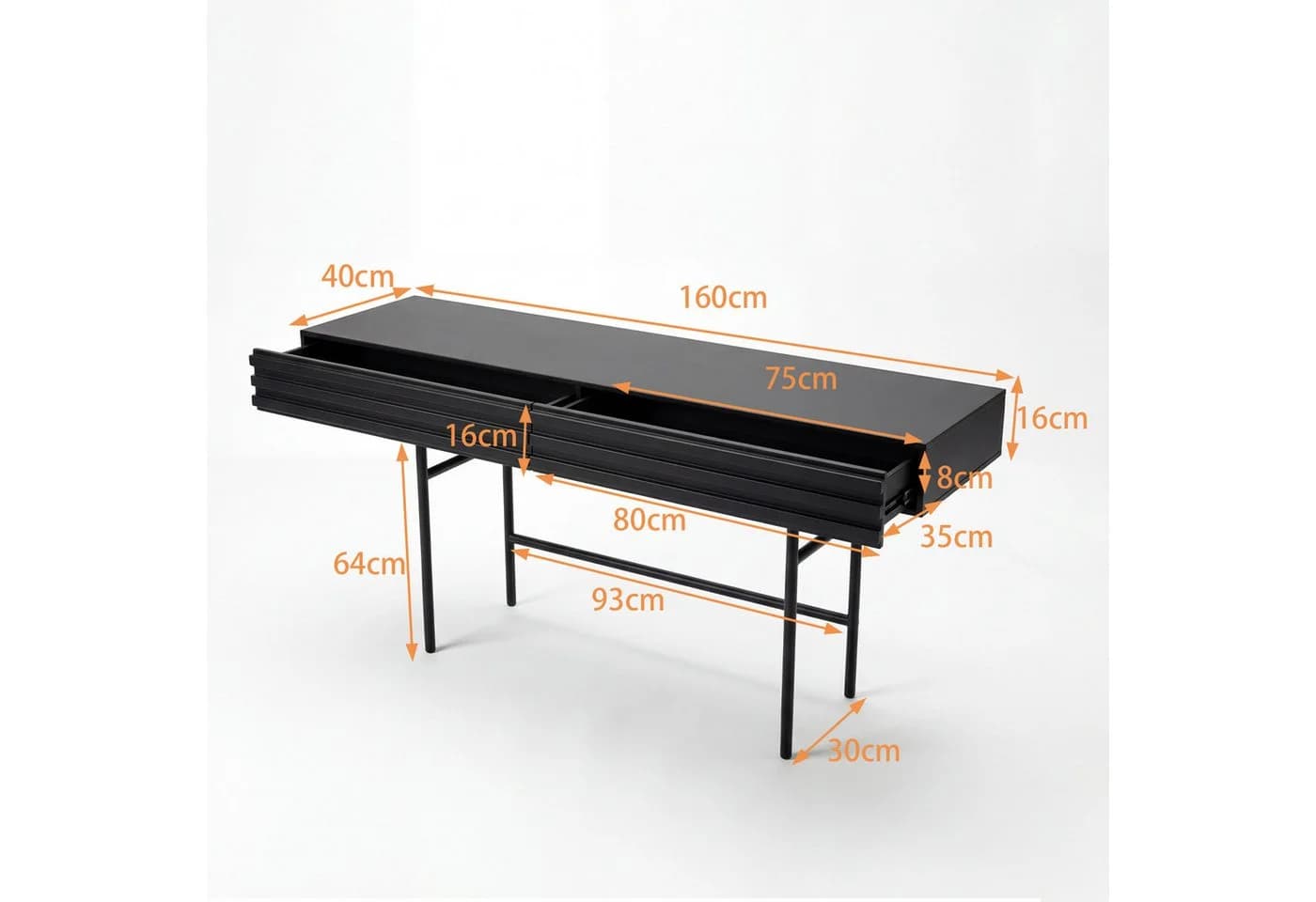 FUFU&GAGA Sideboard 160cm Schwarz Rillen-Design - Bild 3