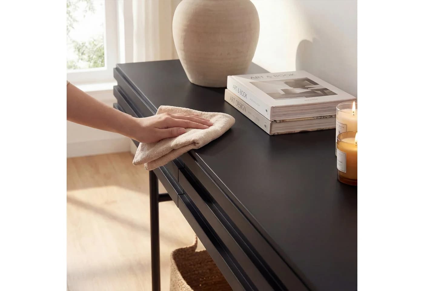 FUFU&GAGA Sideboard 160cm Schwarz Rillen-Design - Bild 4