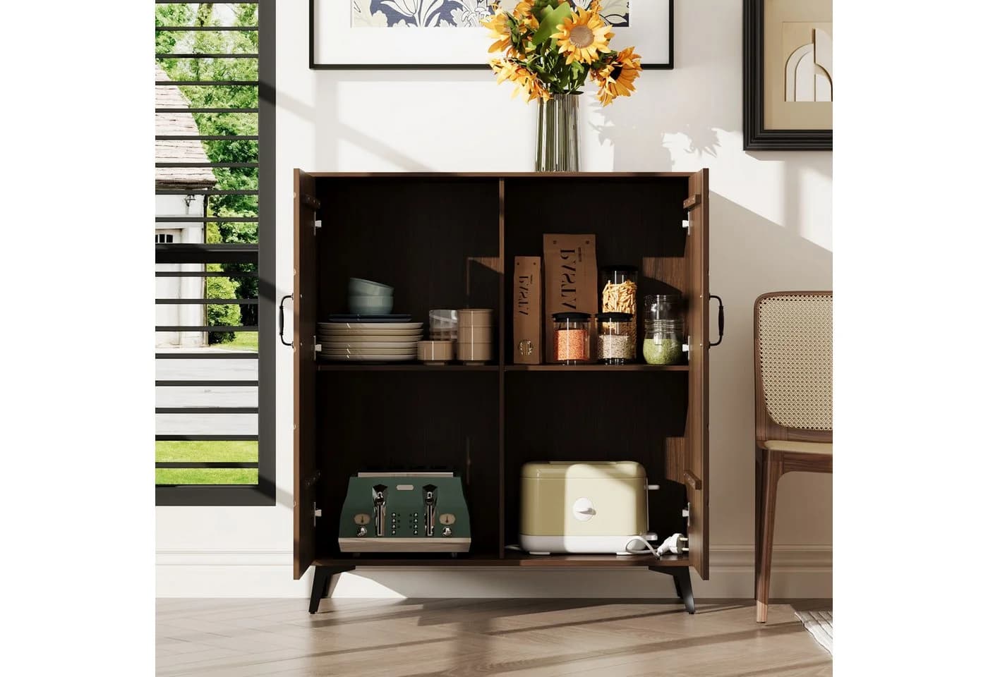 FUFU&GAGA Industrial Sideboard Verstellbare Regalböden Braun