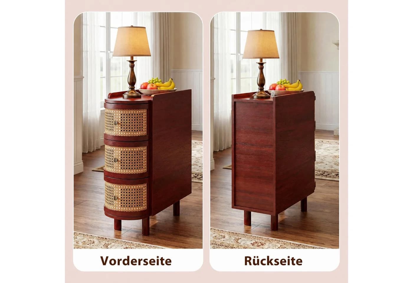FUFU&GAGA Beistelltisch Retro mit 3 Schubladen und Rattan-Optik - Bild 5