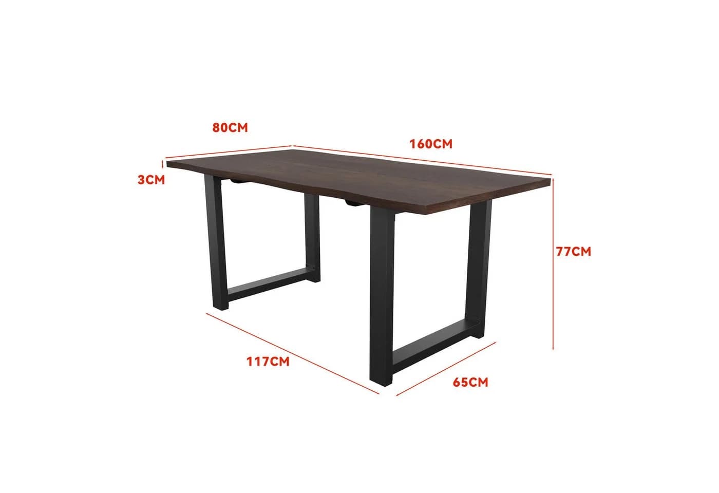 FUFU&GAGA Esstisch Massivholz Industrie-Design Braun - Bild 3