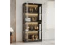 FUFU&GAGA Glasvitrine 165cm mit 3-Farben LED Beleuchtung Schwarz Bild 1