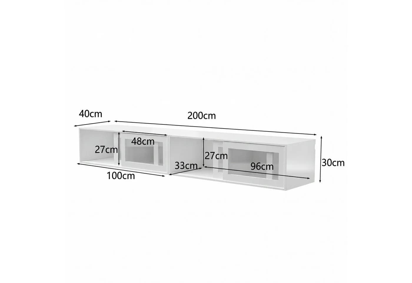 FUFU&GAGA TV-Lowboard Set 200 cm Hochglanz Weiß mit LED - Bild 4