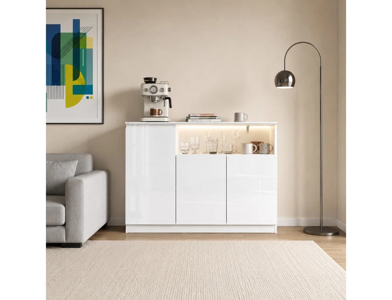 FUFU&GAGA Sideboard Hochglanz 120cm mit LED-Beleuchtung - Bild 2