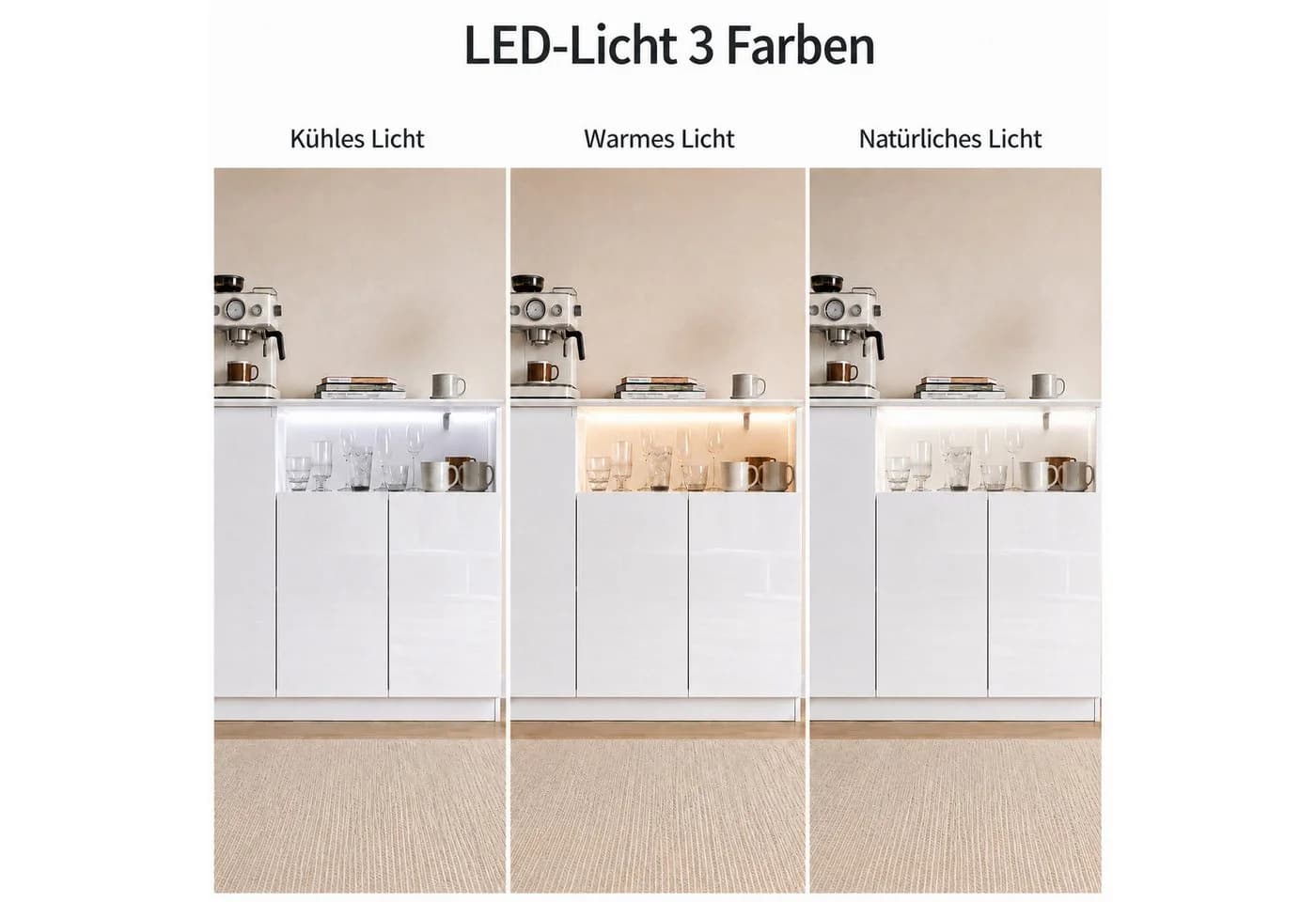 FUFU&GAGA Sideboard Hochglanz 120cm mit LED-Beleuchtung - Bild 5