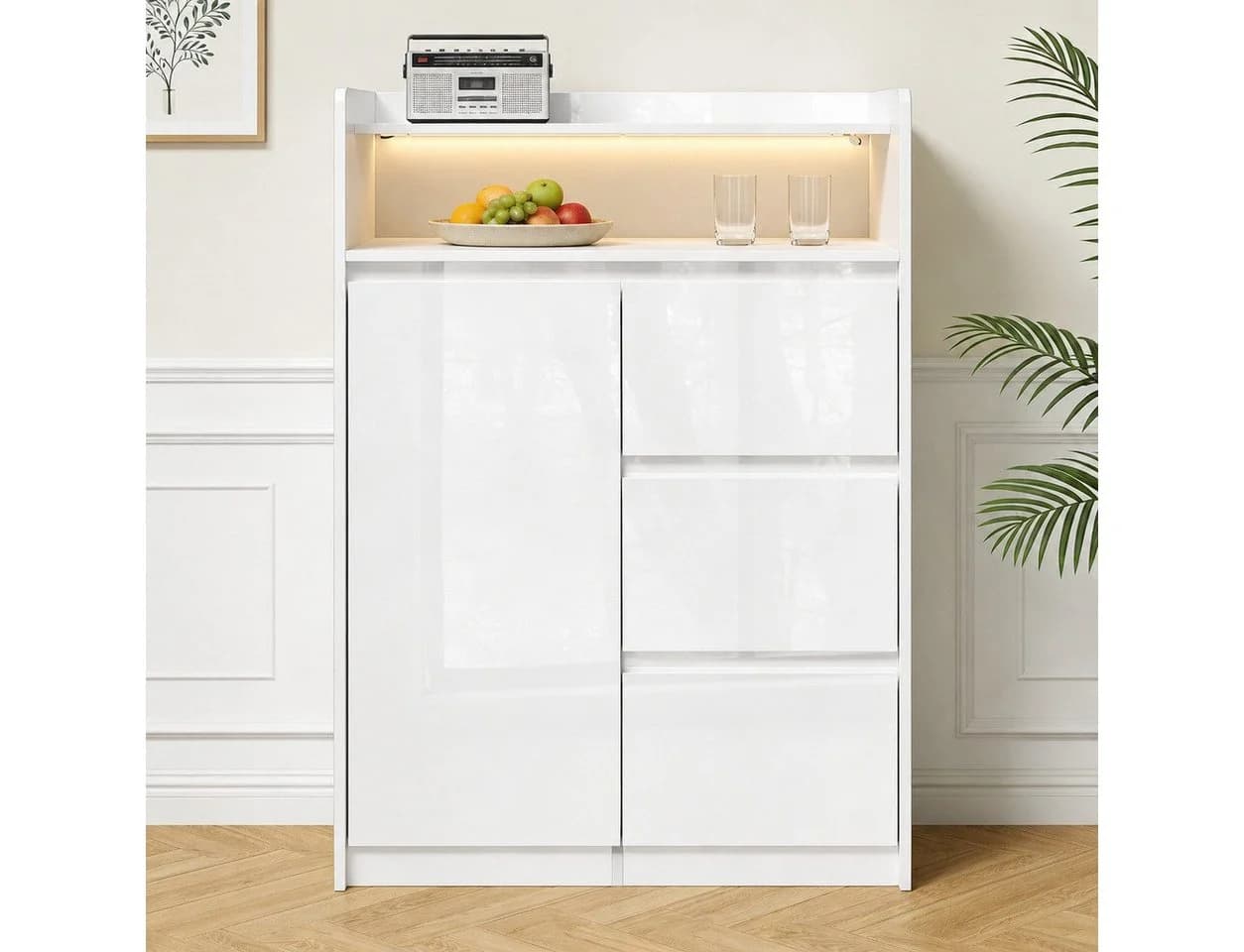 FUFU&GAGA Kommode Hochglanz Highboard mit LED-Beleuchtung - Bild 2