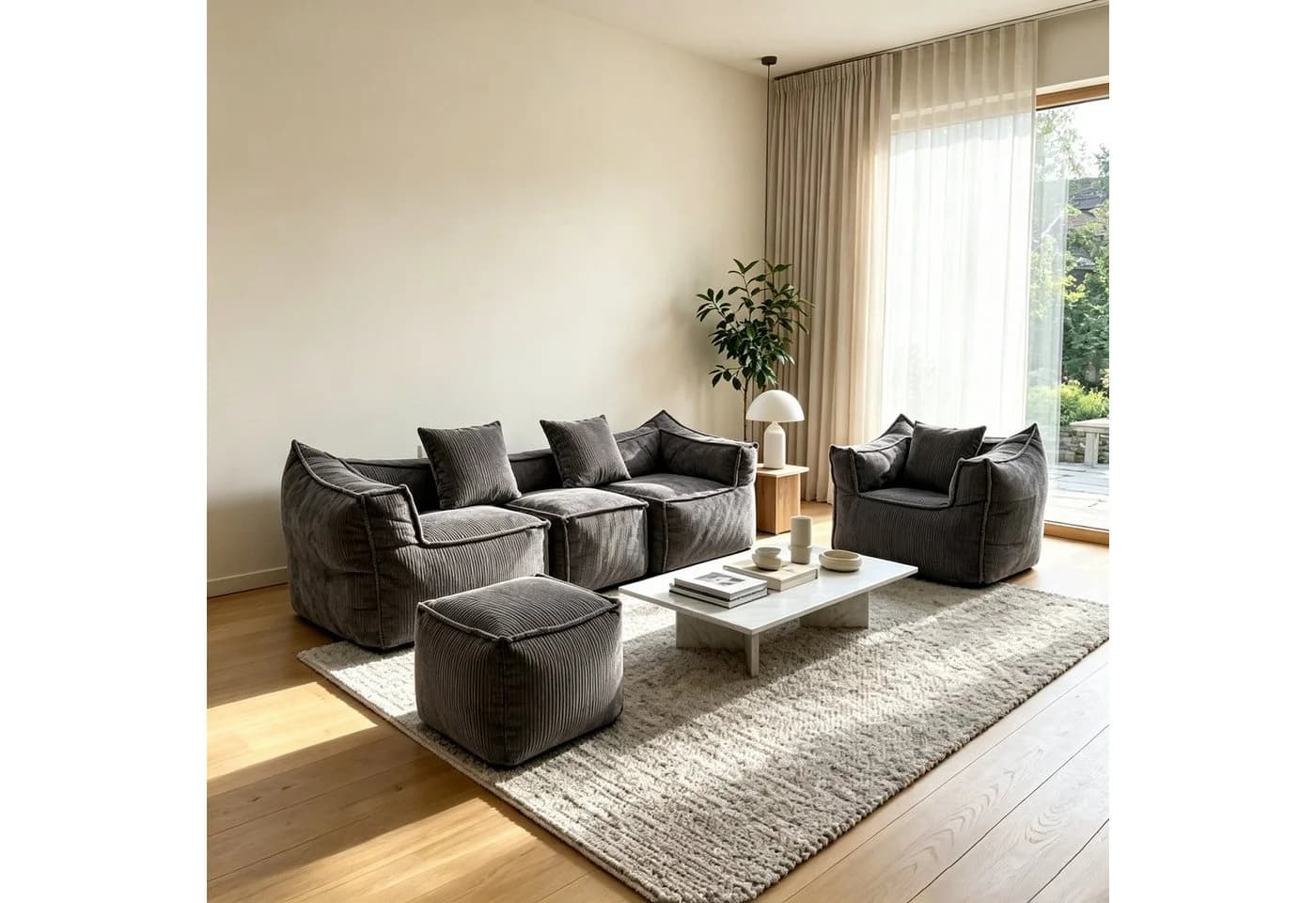 FUFU&GAGA Ecksofa Modulares Sofa Set 5-Sitzer Cloud Sofa Cord Grau - Bild 2