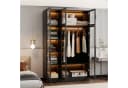 FUFU&GAGA Kleiderschrank 6 Türen Schwarz Glas LED Beleuchtung Bild 1