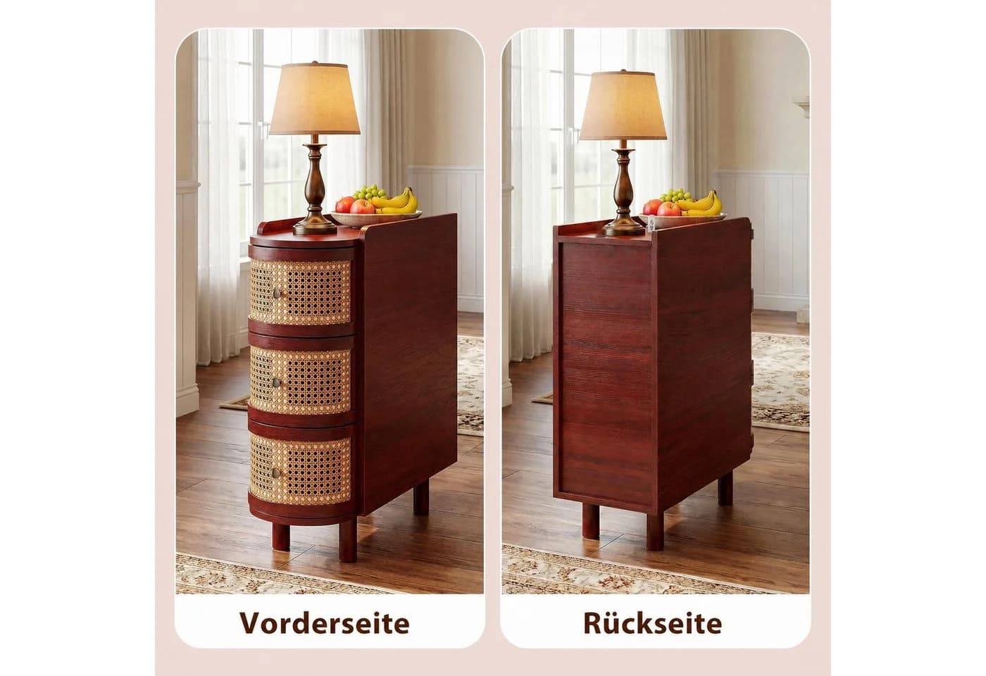 FUFU&GAGA Nachttisch schmal 26cm Rattan Braun - Bild 5