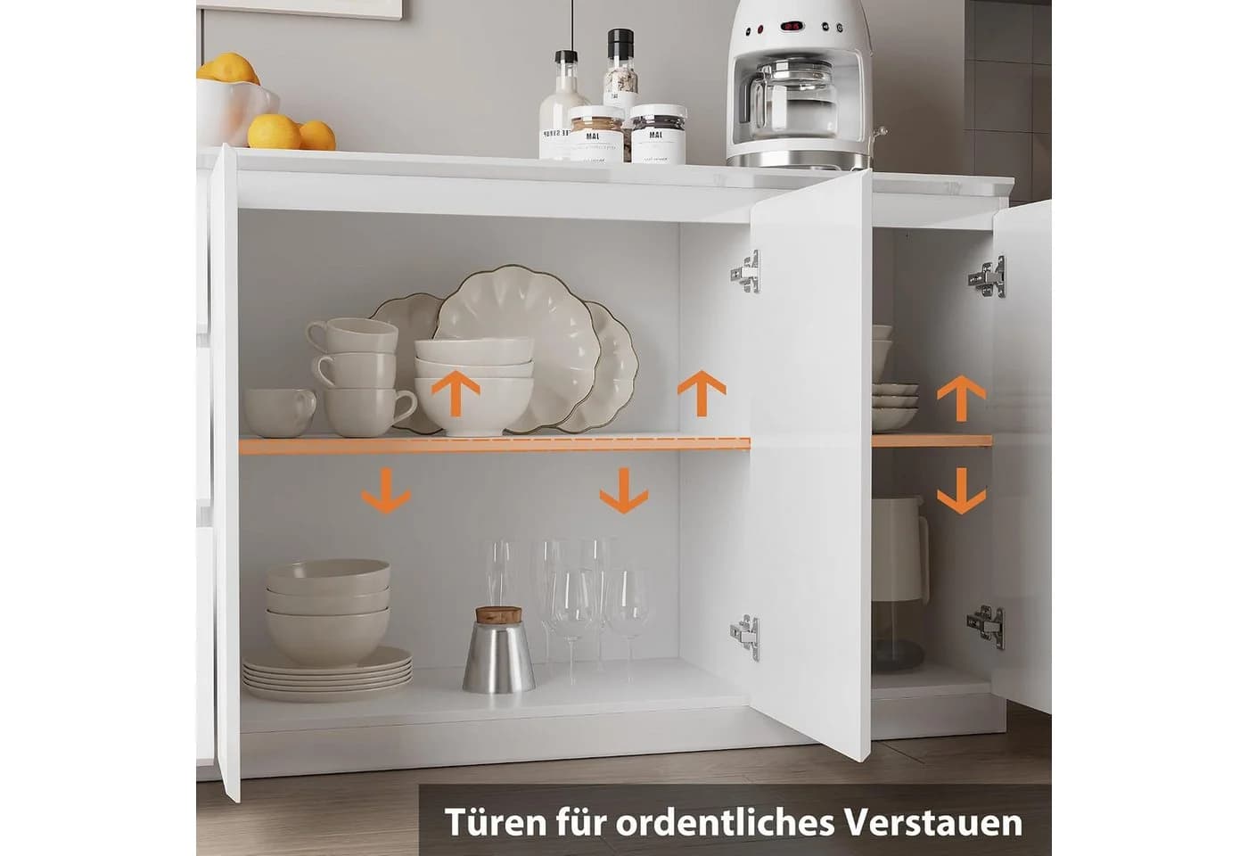 FUFU&GAGA Kommode Weiß PET Hochglanz Modern - Bild 5
