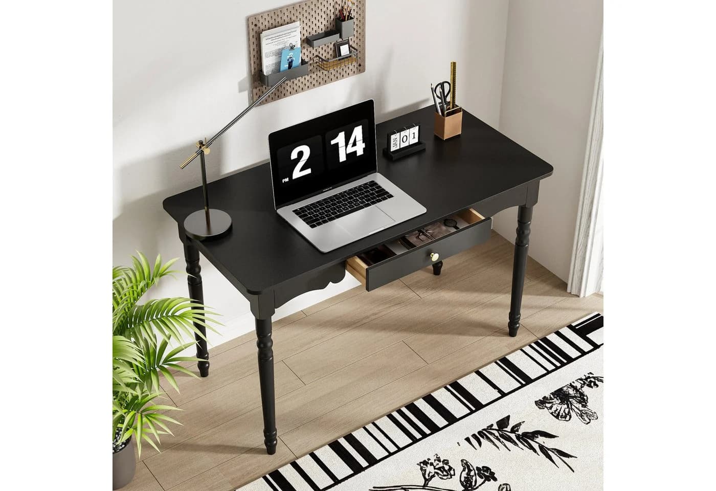 FUFU&GAGA Schreibtisch Schwarz Skandi Design mit Schubladen - Bild 4