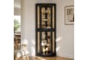 FUFU&GAGA Eckvitrine Schwarz mit LED-Beleuchtung und Spiegel-Rückwand Bild 2
