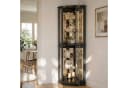 FUFU&GAGA Eckvitrine Schwarz mit LED-Beleuchtung und Spiegel-Rückwand Bild 3