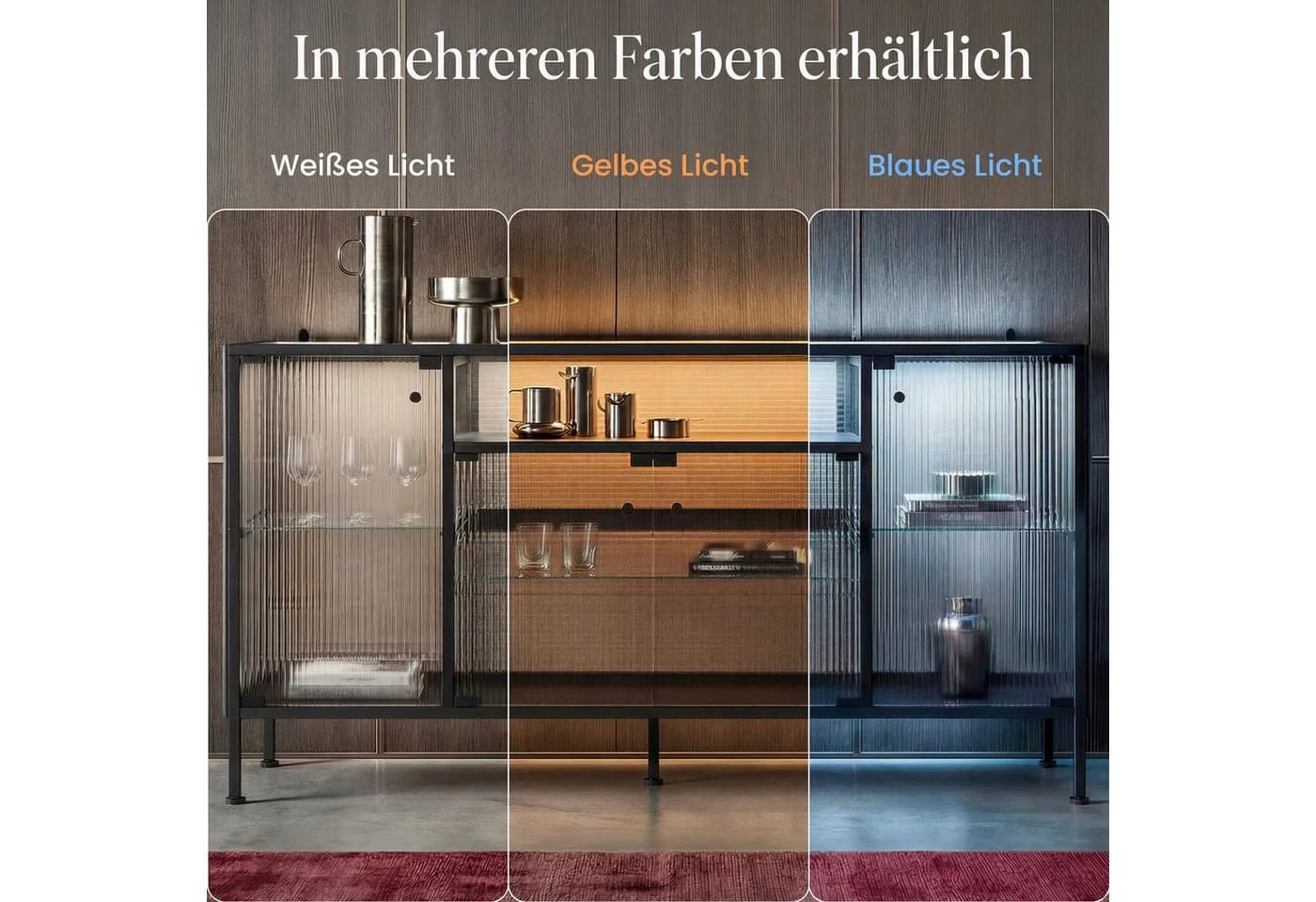 FUFU&GAGA Sideboard Glasvitrine mit 3-Farben-LED Beleuchtung - Bild 5