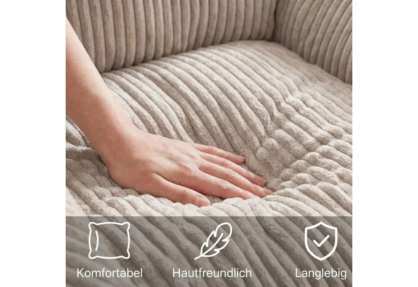 FUFU&GAGA Bodensofa 117 cm Cord Grau-Weiß mit Fußhocker - Bild 5