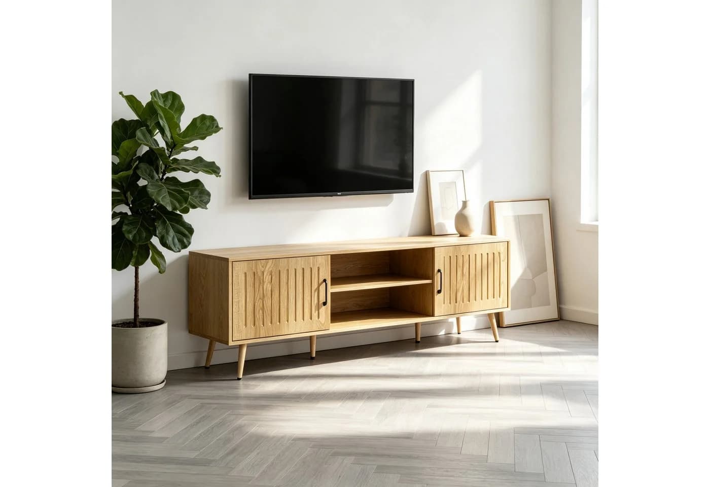 FUFU&GAGA Lowboard TV-Schrank 160cm Mid-Century Holz-Optik - Bild 2