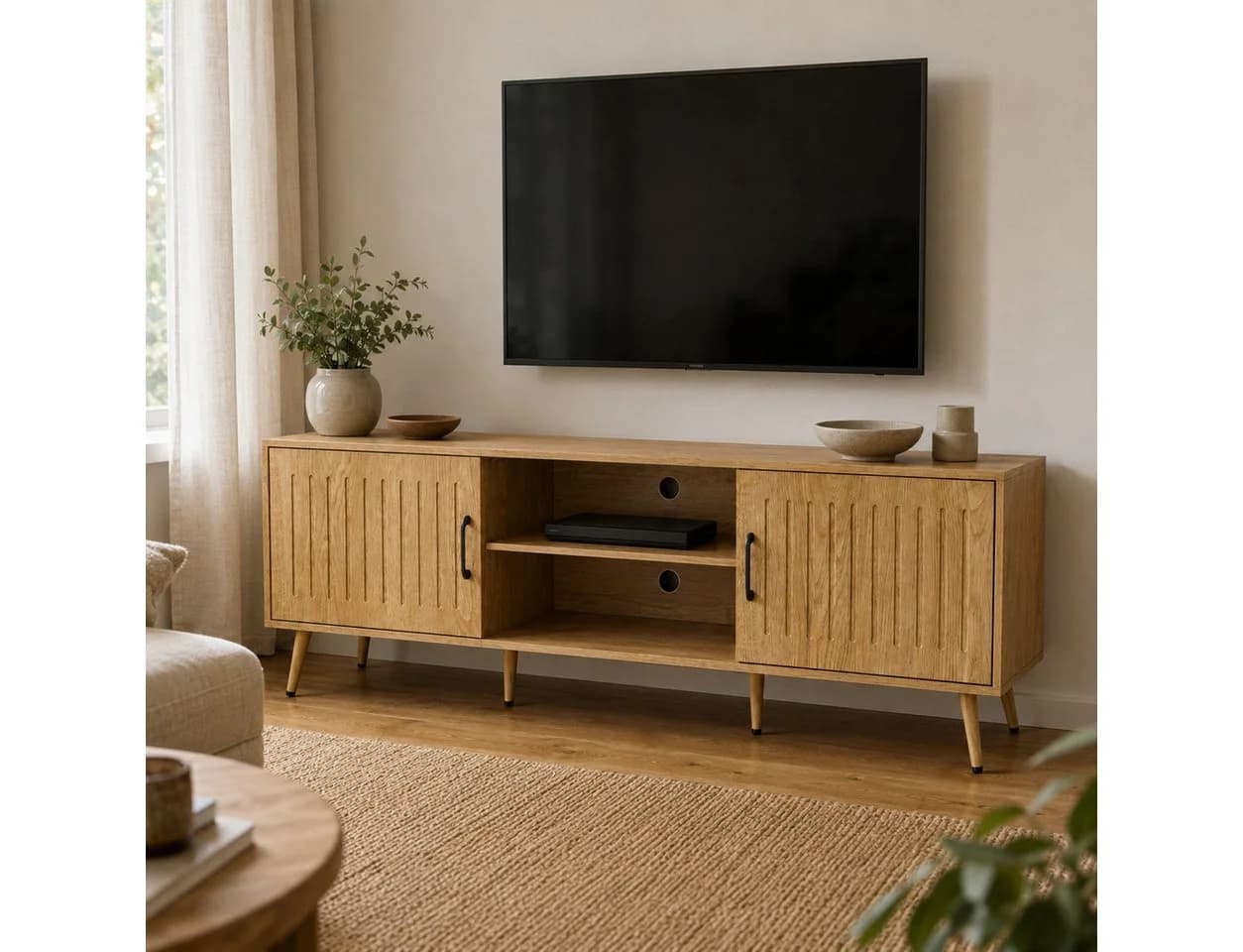 FUFU&GAGA Lowboard TV-Schrank 160cm Mid-Century Holz-Optik - Bild 3