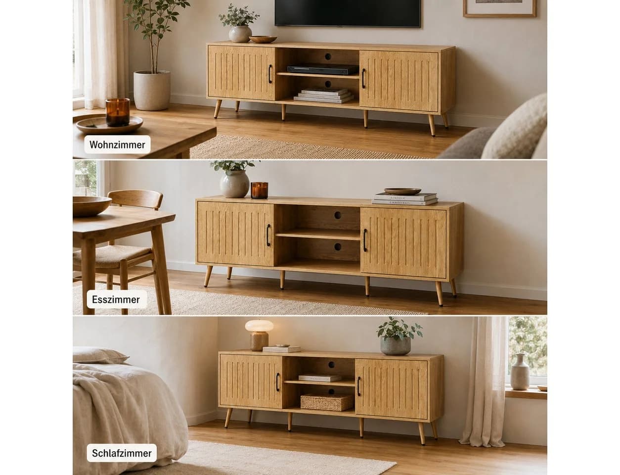 FUFU&GAGA Lowboard TV-Schrank 160cm Mid-Century Holz-Optik - Bild 4