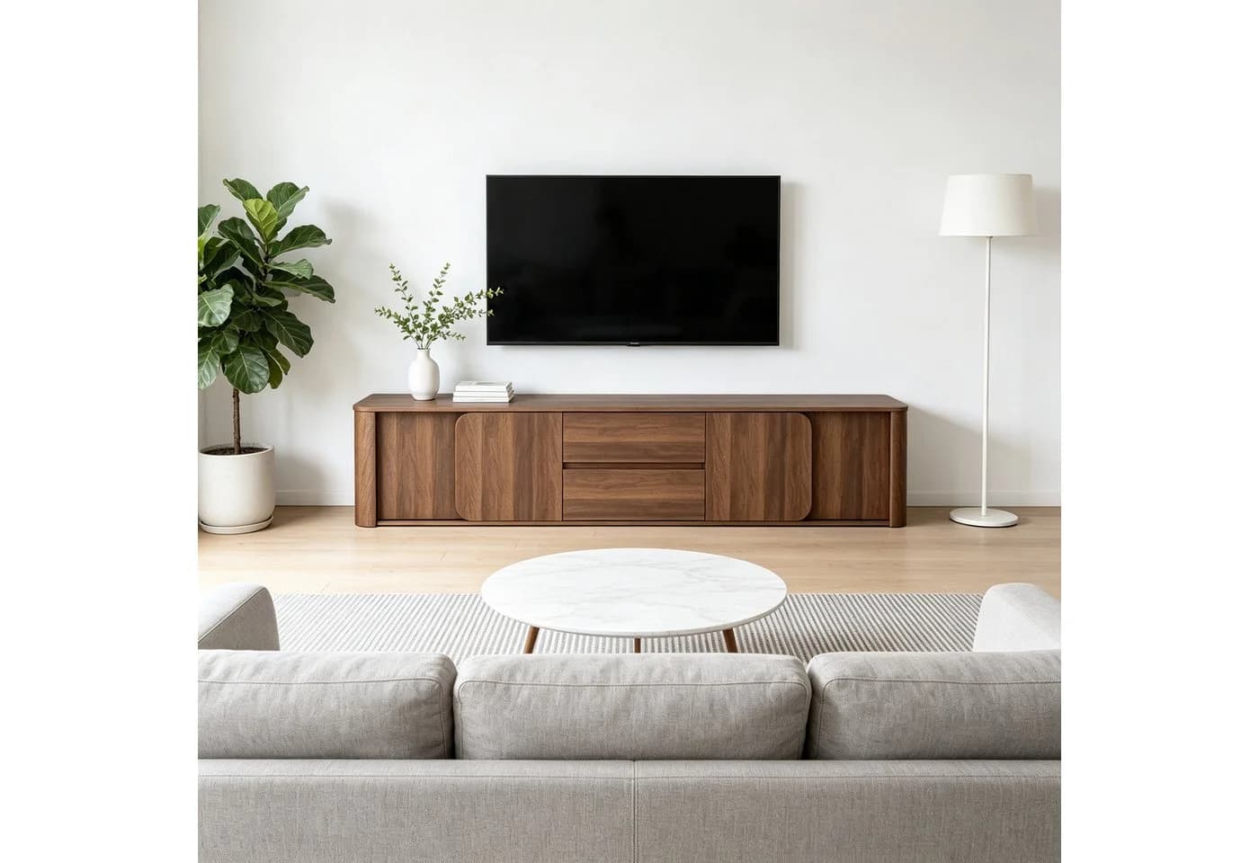 FUFU&GAGA Lowboard TV-Schrank 200cm Walnuss-Optik mit Push-to-Open