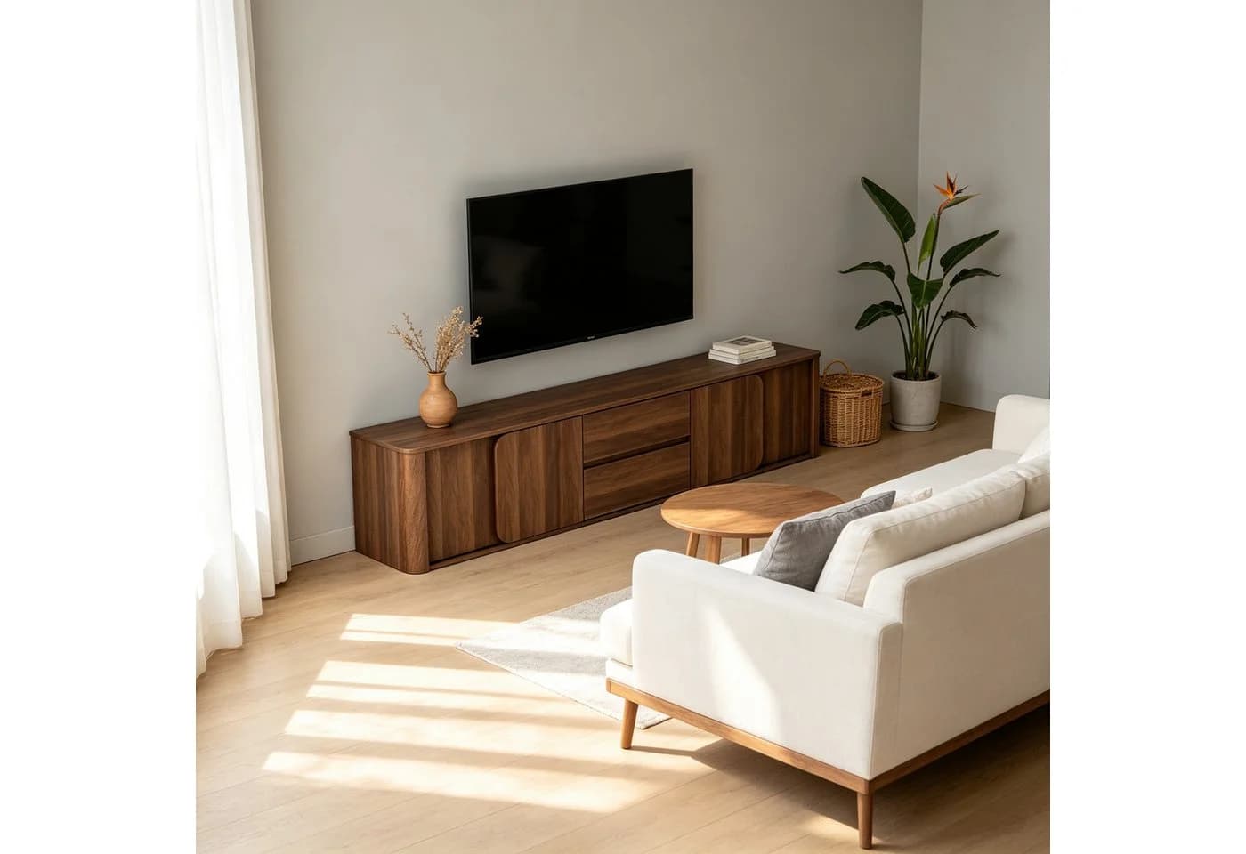 FUFU&GAGA Lowboard TV-Schrank 200cm Walnuss-Optik mit Push-to-Open - Bild 5