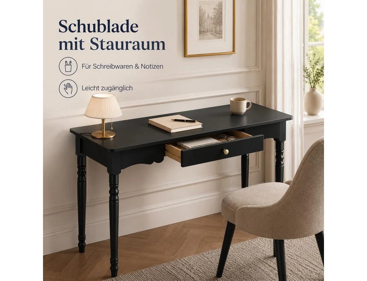 FUFU&GAGA Schreibtisch Homeoffice LED Lift-Top Ausziehbar Weiß - Bild 3