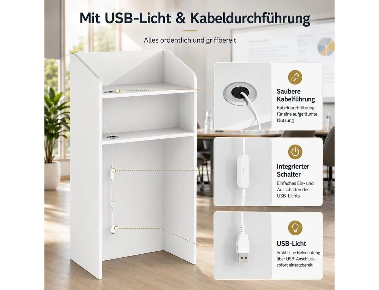 FUFU&GAGA Empfangstheke Weiß mit Glaselementen und LED - Bild 4