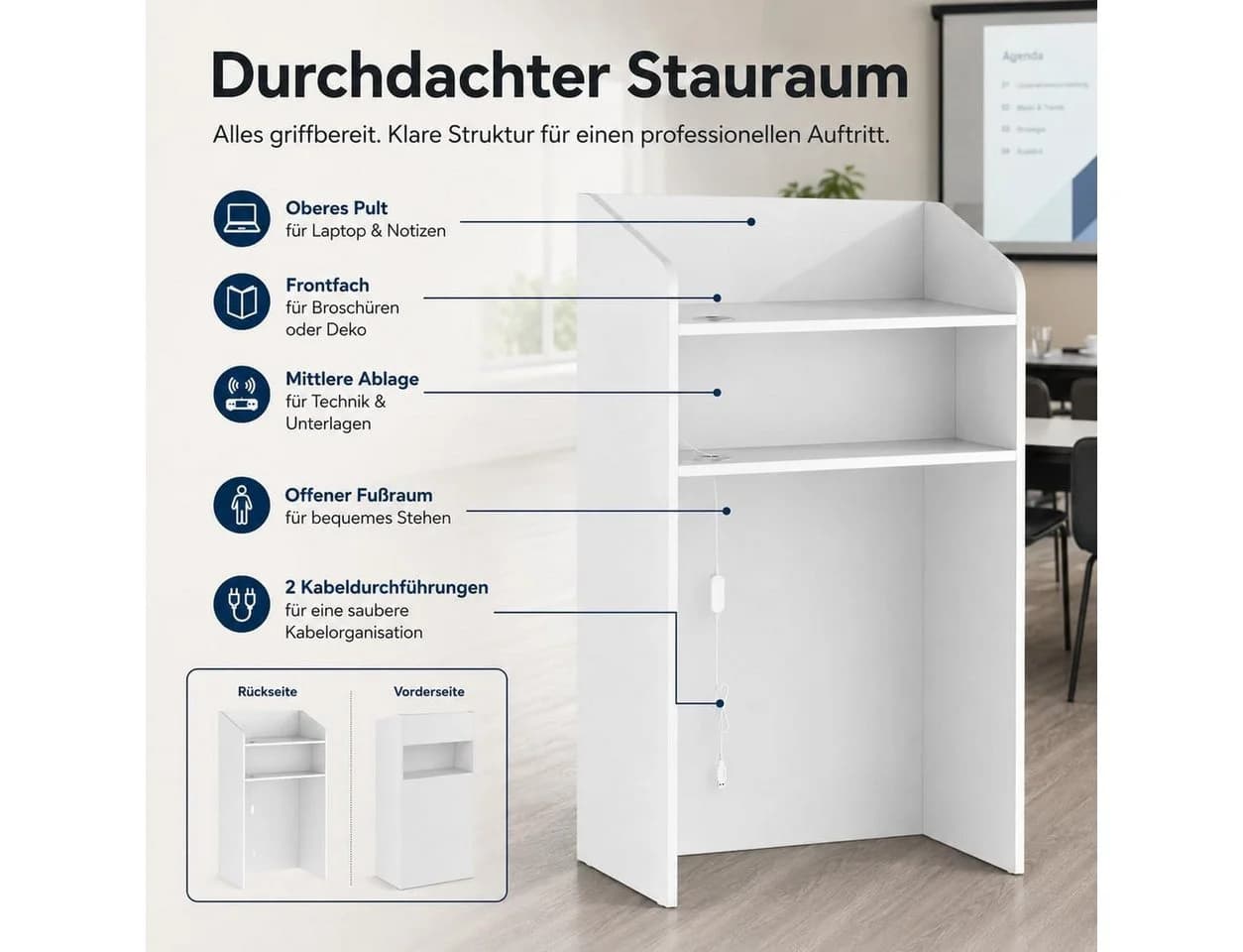 FUFU&GAGA Empfangstheke Weiß mit Glaselementen und LED - Bild 5