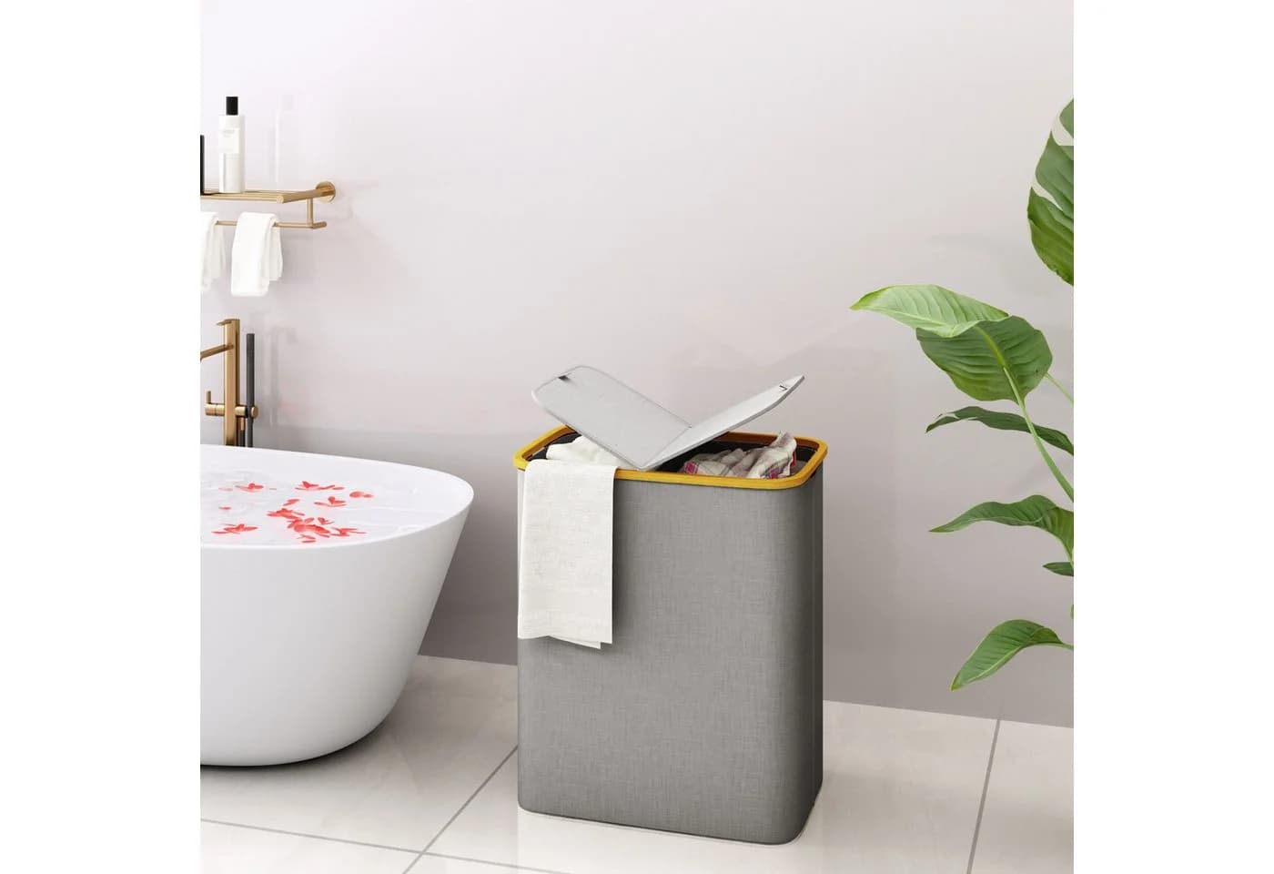 AdelDream Wäschekorb mit Deckel Grau 140L/160L mit Trennsäcken - Bild 4
