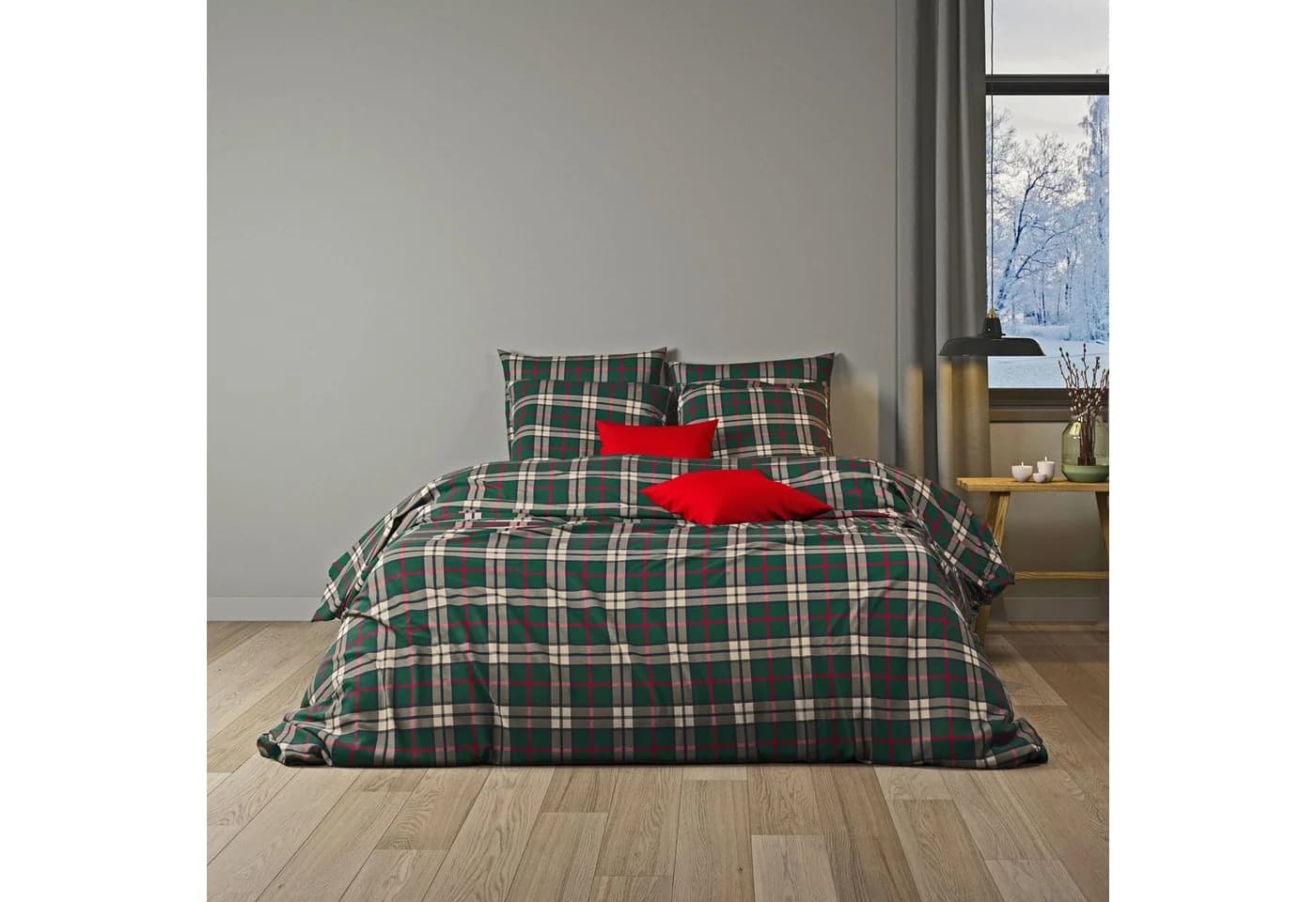 mistral home Bettwäsche 135x200cm Bristol Classic Winter Kariert Flanell 2 teilig - Bild 3