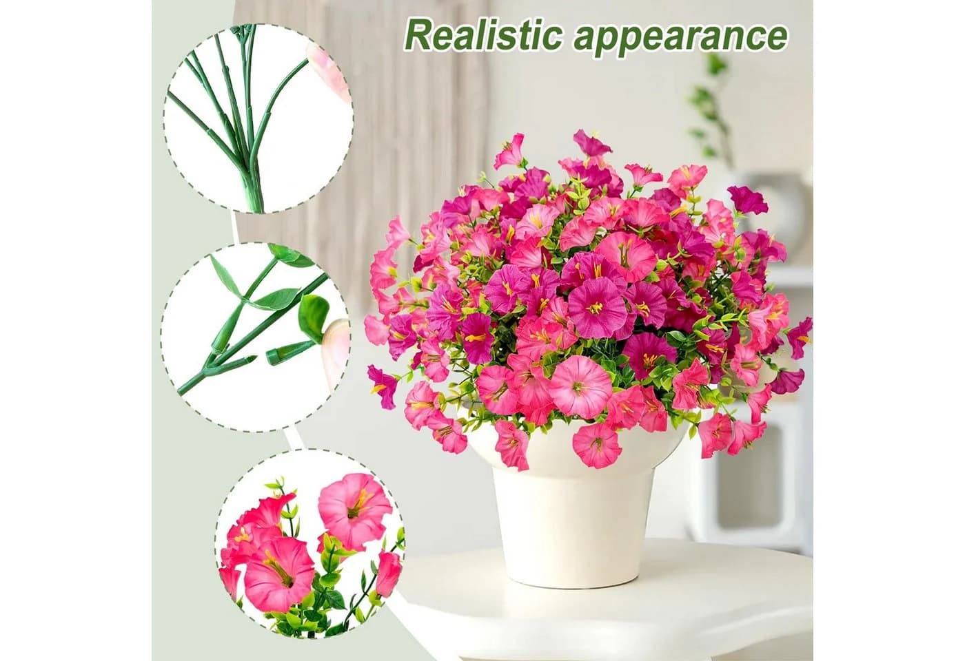 FOUORTUNATE-BEE Kunstblumenstrauß 8er Set Rosa UV-beständig - Bild 5