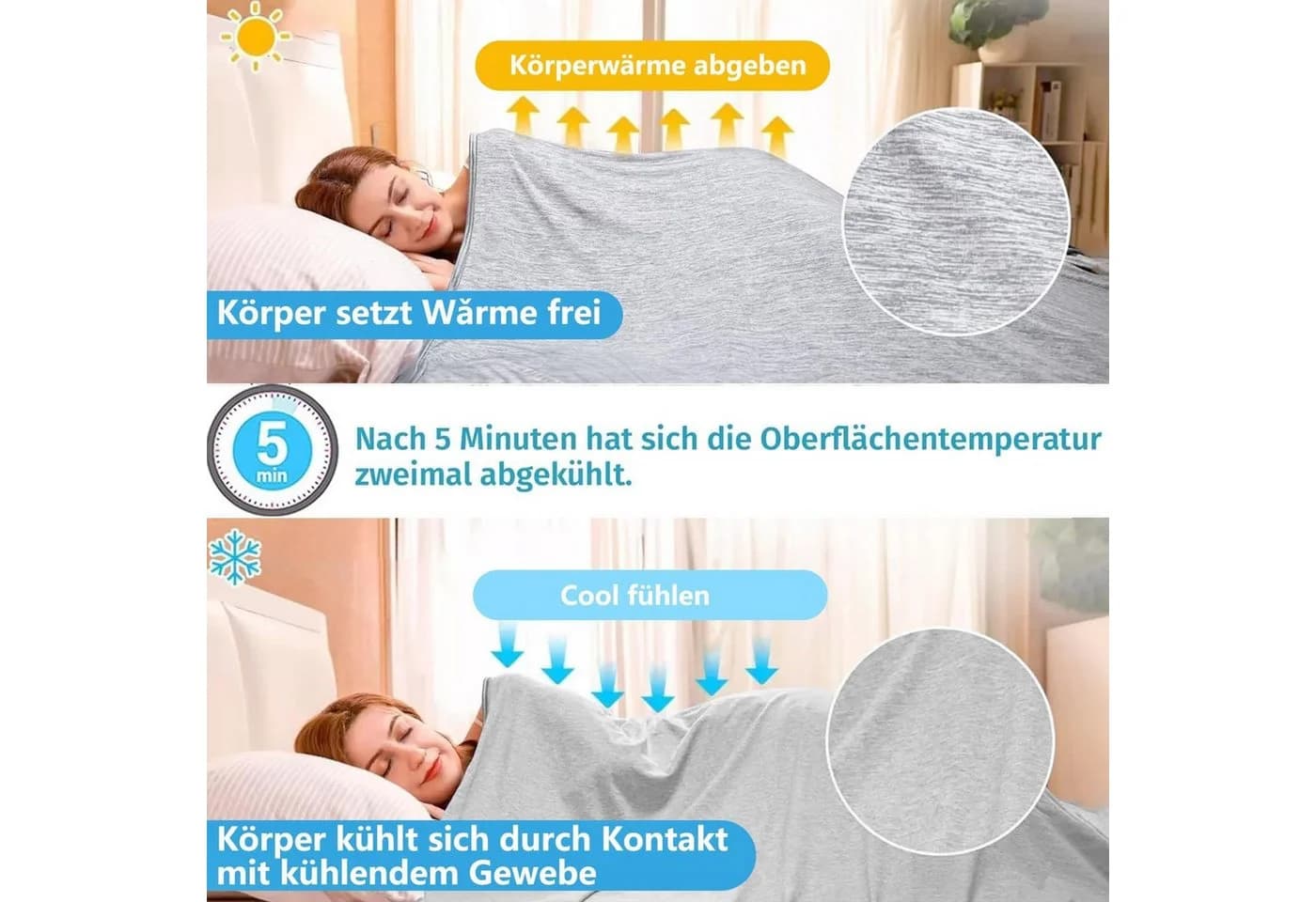 FOUORTUNATE-BEE Microfaserbettdecke Kühldecke Sommerdecke Grau - Bild 5