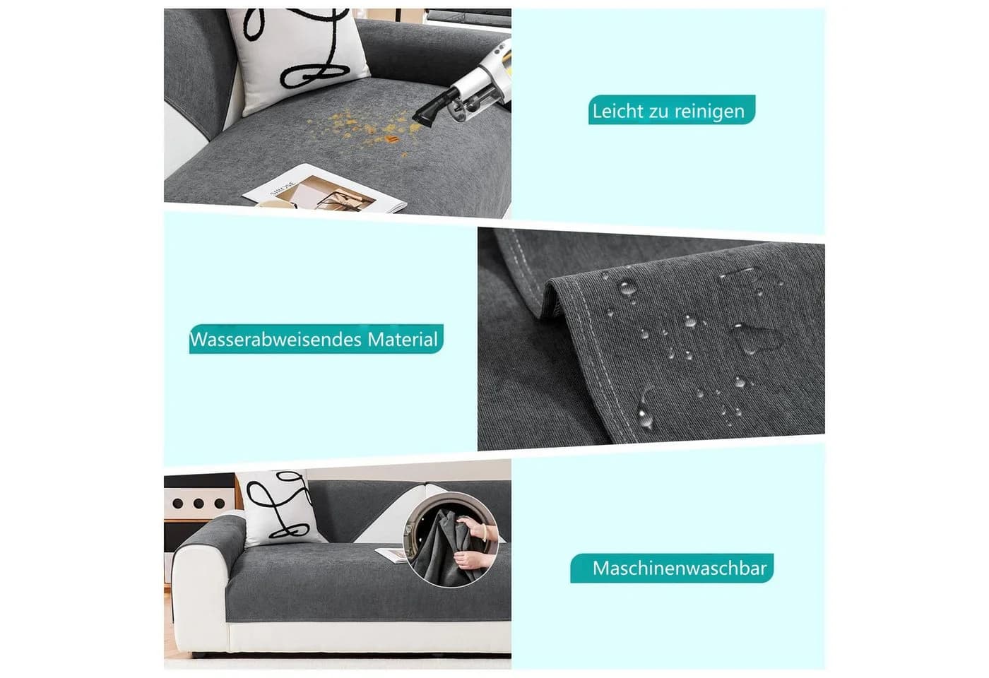 FOUORTUNATE-BEE Sofaschoner Grau Wasserdicht Rutschfest - Bild 5