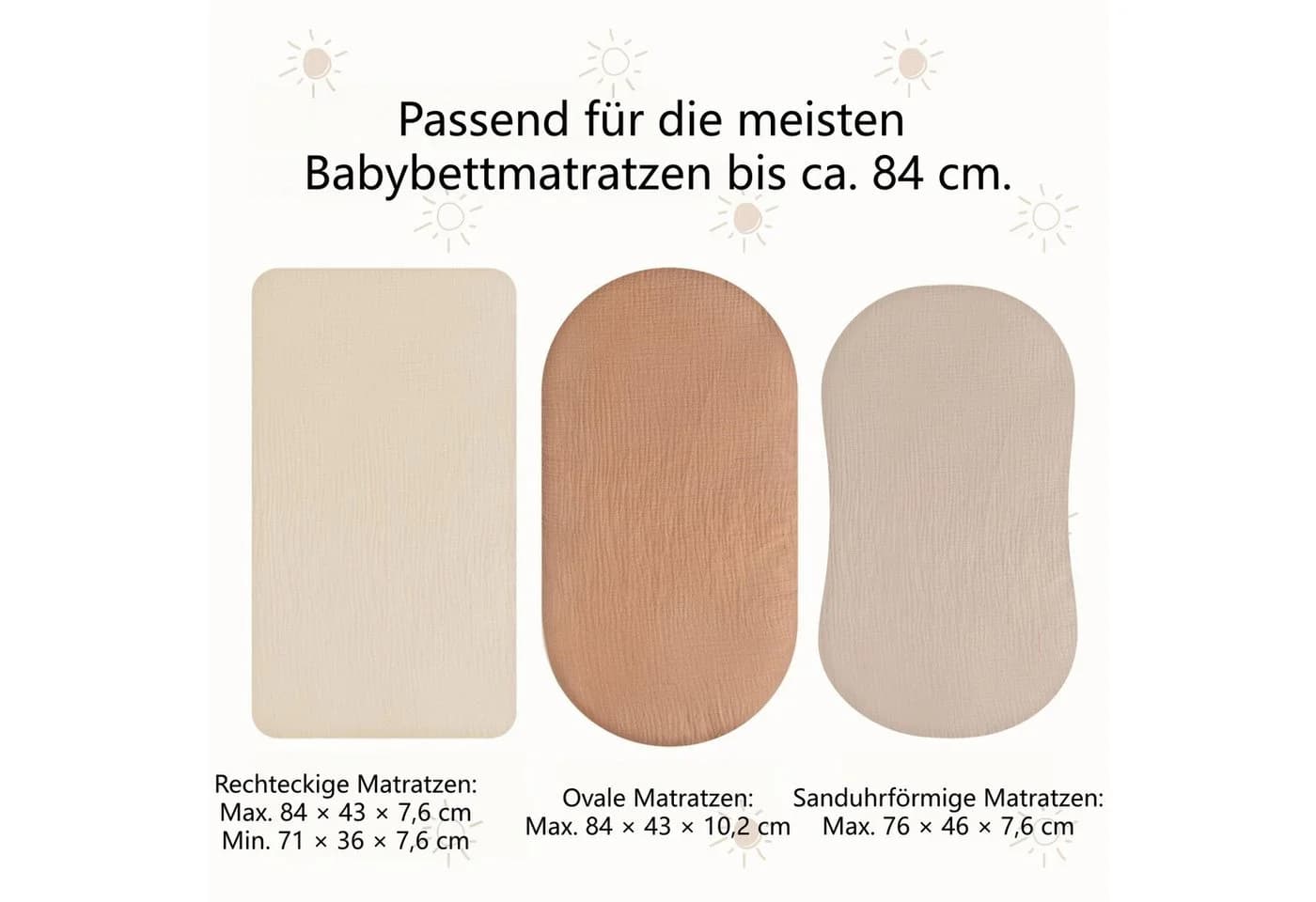 FOUORTUNATE-BEE Baby Spannbettlaken 3er Set Musselin 81x42 cm - Bild 4