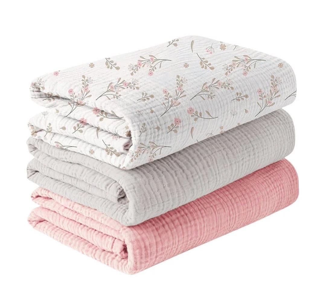 FOUORTUNATE-BEE Baby Mulltücher 3er Set Rosa 100x100 cm Baumwoll-Musselin - Bild 2