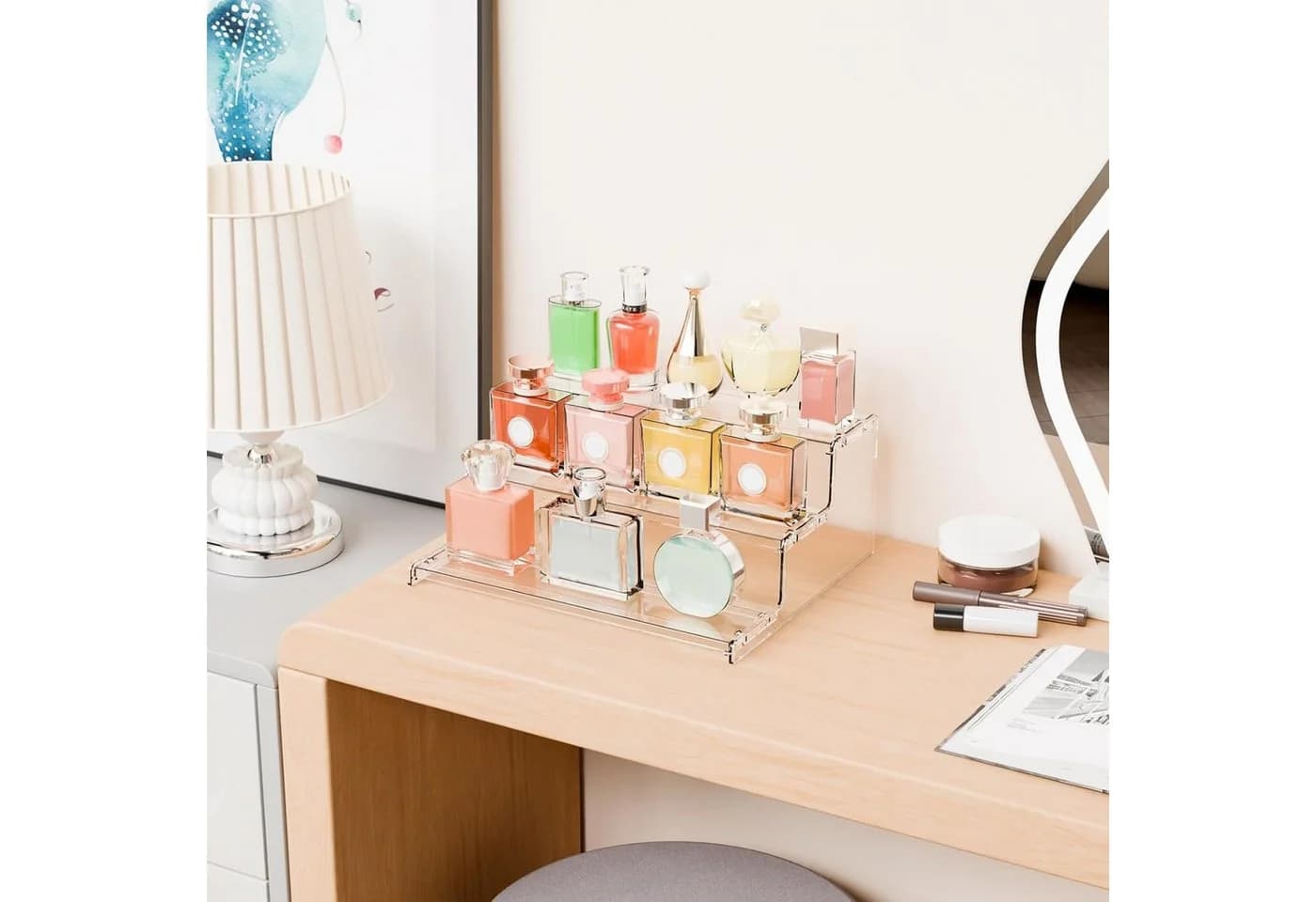 FOUORTUNATE-BEE Schreibtisch-Organizer Acryl 3 Ebenen Transparent