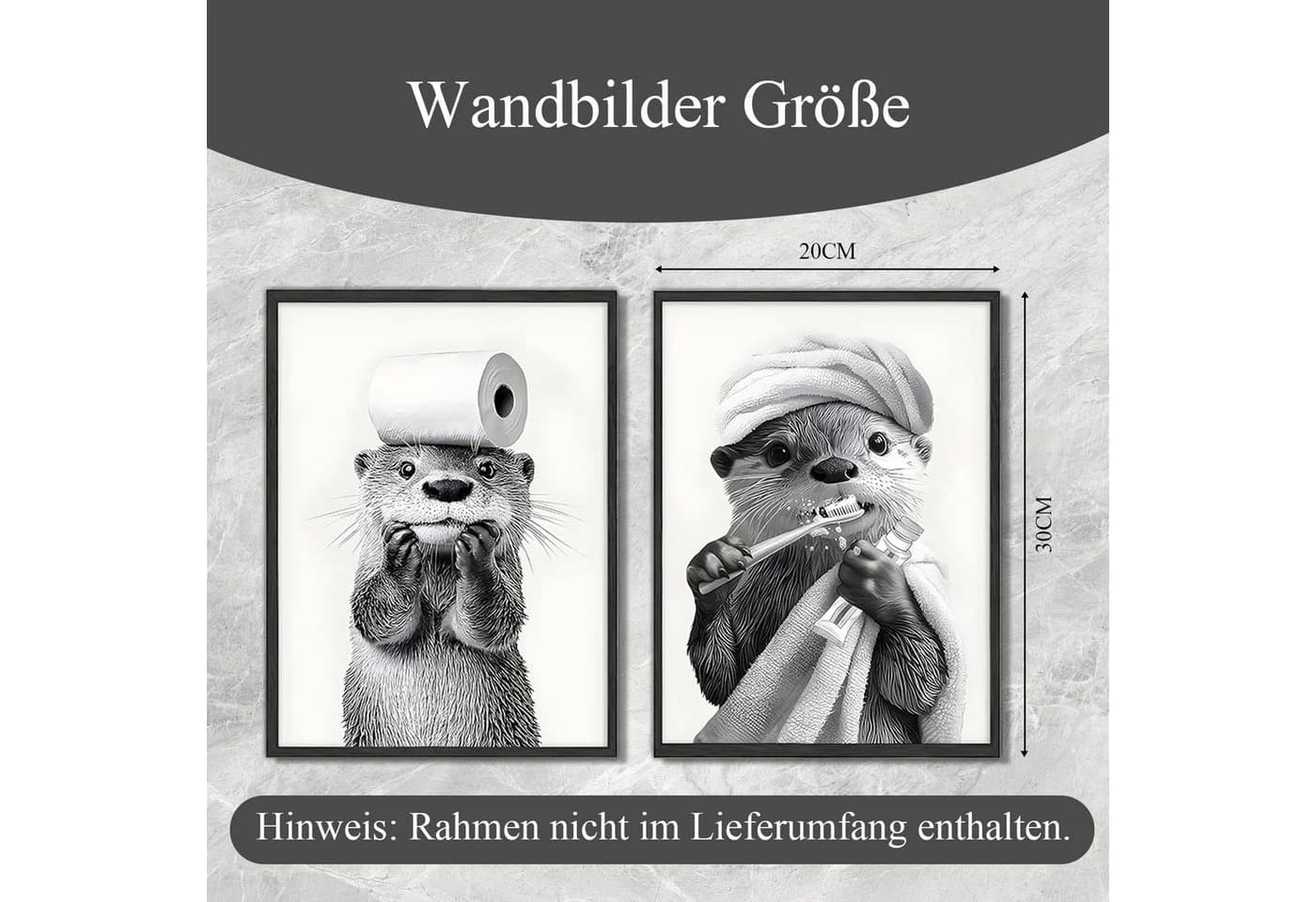 FOUORTUNATE-BEE Poster Otter 2er Set Schwarz/Weiß - Bild 4