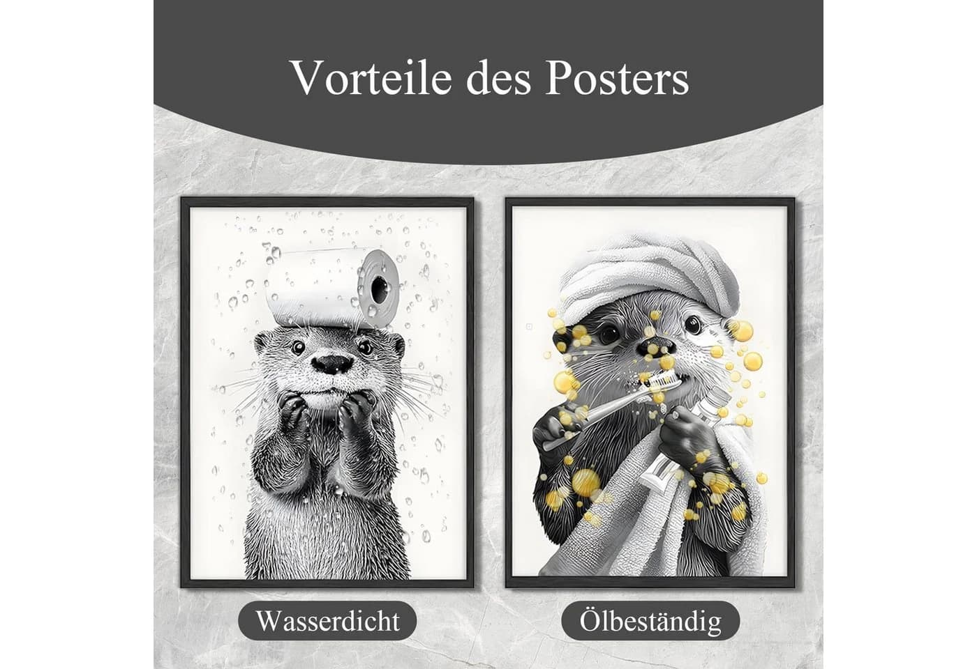 FOUORTUNATE-BEE Poster Otter 2er Set Schwarz/Weiß - Bild 5