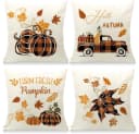 FOUORTUNATE-BEE Kissenbezug 4er Set Herbst Ahornblatt Kürbis 45x45 cm Bild 2