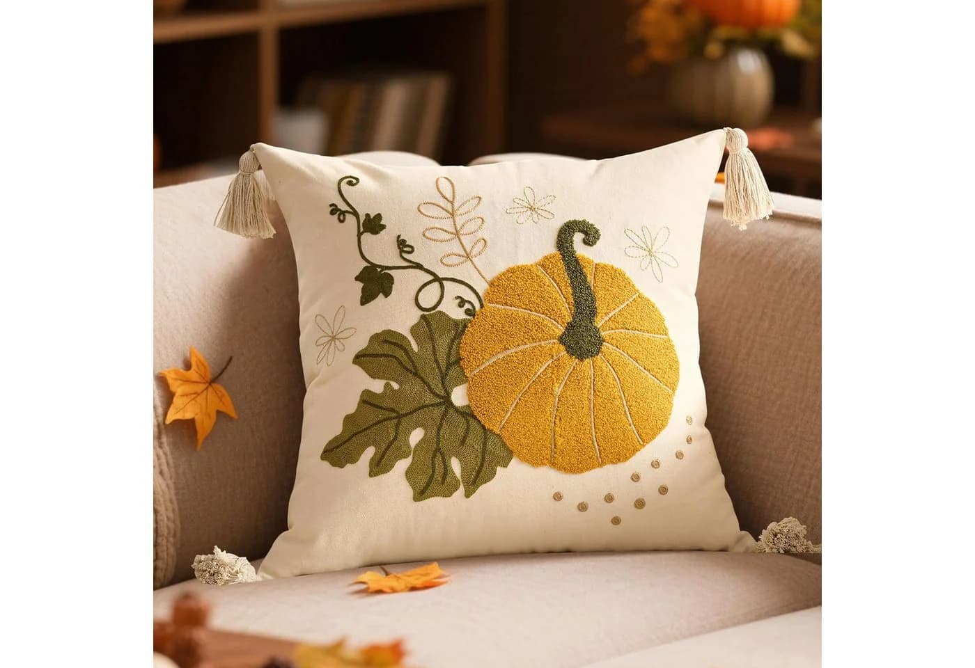 FOUORTUNATE-BEE Kissenbezug Herbst Kürbis Orange 45x45 cm - Bild 2