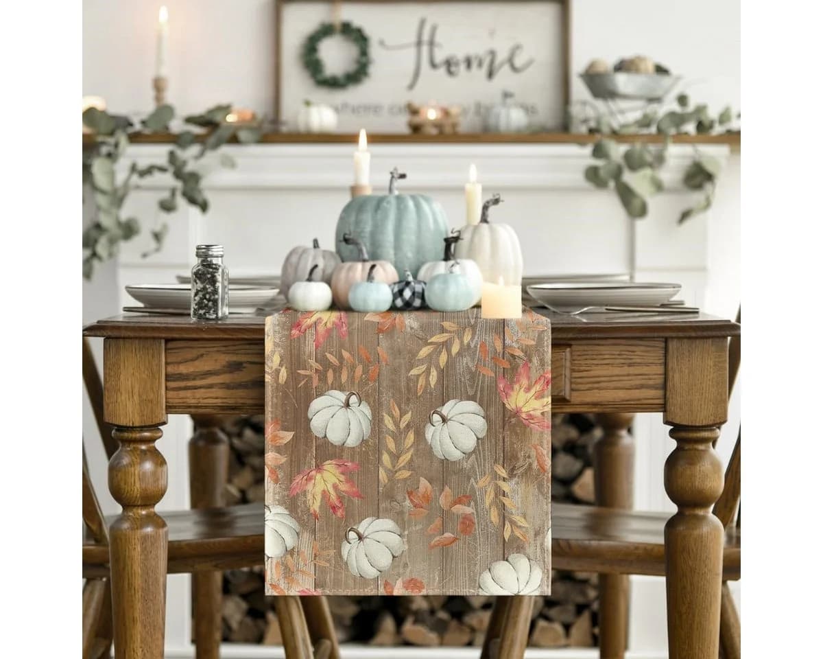 FOUORTUNATE-BEE Tischläufer Braun Herbst-Motiv Polyester