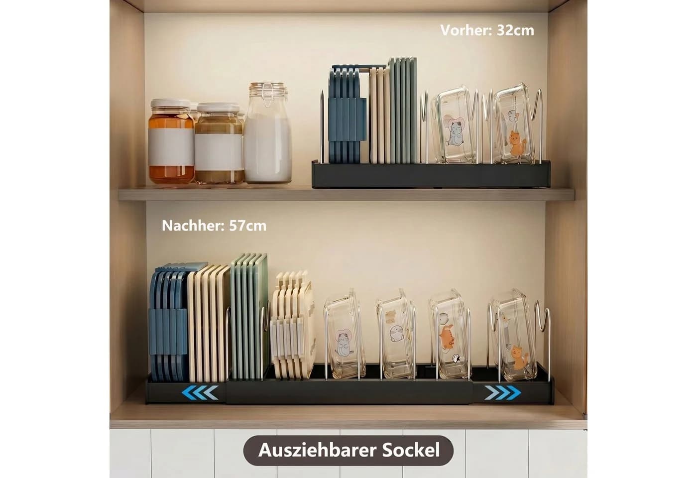 FOUORTUNATE-BEE Geschirrständer Erweiterbar Schwarz mit 9 Fächern - Bild 3